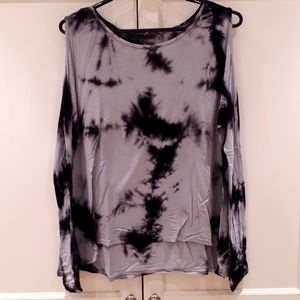 Tie dye long sleeve off-the-shoulder top